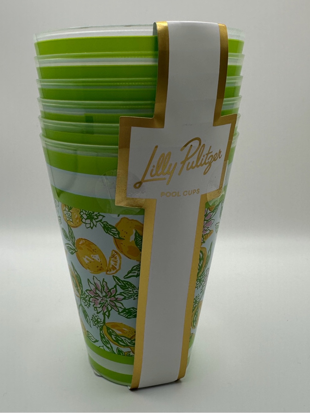 Lilly Pulitzer Pool Side Cups Set Of 6 Unopened Package Make Lemonade Print NWT